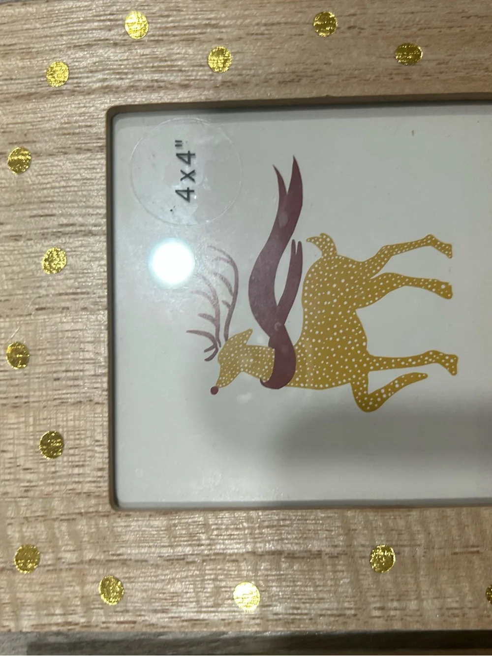 Natural Wood Picture Frame with Gold Dot Accent - 4x4 (Set)
